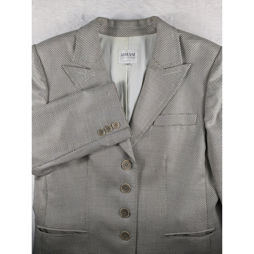 Armani Collezioni Women's Black & White Patterned Blazer - Size 14 Made in Italy